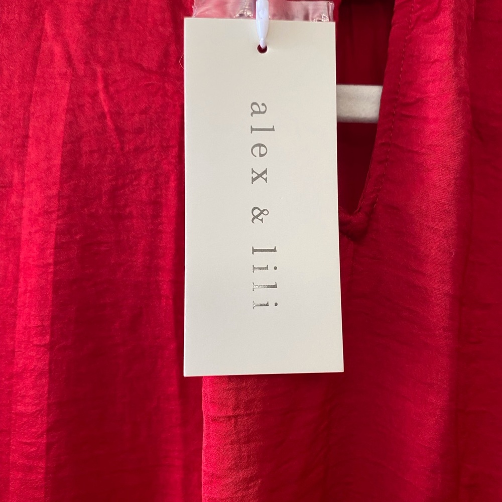 Title: Alex & Lili Red Smocked High Neck Blouse – NWT  Size XL - Picture 12 of 12